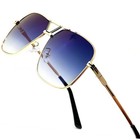 Classy Sunglasses Gold Frame Blue Mirror Lens Fashion Sun Glasses Retro Classic