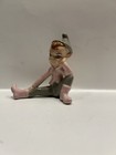 Vintage Retro 60s Pixie Elf Porcelain Figurine Japan Napco  Rare Pink And Green