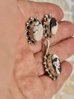Vtg Native American Navajo Sterling  White Buffalo Earrings Pendant