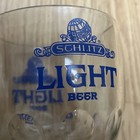 Vintage Schlitz Light Beer Glass 6 Inch Thumbprint Glass Beer Goblet