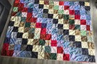 Vintage Hand-tied Patchwork Quilt - Scrappy Plaid   Floral Blanket  84  X 61  