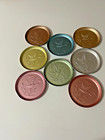 Vintage Set Of 8 Pastel Aluminum Coasters Flying Mallard Mcm 1950 s 3 25 