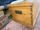 Old Antique Pine Chest  Vintage Wooden Storage Trunk  Blanket Box  Coffee Table 