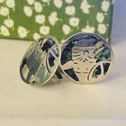 Taxco 925 Sterling Silver Warrior Abalone Inlay Earrings Signed Taxco Mexico 925