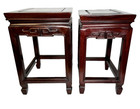 Vintage Ming Dynasty Style Asian Chinese Wood End Tables