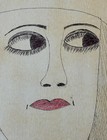 Lee Godie  Original Pen ink Drawing Portrait Of Woman Chicago Outsider Artist