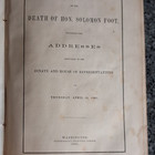 Addresses On Death Of Hon  Solomon Foot 1866 Washington Gov Printing Hardcover