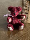 World Of Miniature Bears Dollhouse 1 25    Jointed Tiny Burgundy Bear Too Cute 