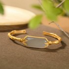Ethnic 925 Silver Gold-plated Hetian Jade Bamboo Knot Chinese Retro Bracelet