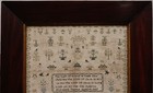 Early 19th Century Stag  Motif   Verse Sampler By Elizabeth Damant - 1827