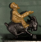 Cast Iron Mechanical Bank Hubley 1906 Man Frog And Goat