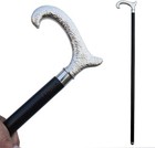 Vintage Antique Walking Cane Wooden Walking Stick Silver Brass Handle Knob Gift