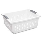  5 Pack   Large Stacking Basket  Open Plastic Bin  Space Saving Organizers white