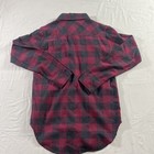 Womens Kavu Cotton Red Black Check Plaid Flannel Shirt Size Medium Elbow Patches