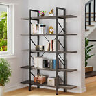 5 Tier Industrial Bookshelf Wooden Bookcase Storage Display Living Room Home