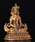 6cm Old Tibet Buddhism Bronze Gild Amitayus Longevity God Goddess Buddha Statue