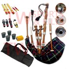 Scottish Highland Rosewood Brown Bagpipe With Silver Mounts With Mackenzie Cover