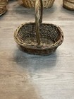 Vintage Small Wicker Gathering Basket With Handle   L  10 W  8 H  4