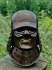 Warrior Samurai Armor Helmet Steel Medieval Armor Helmet Copper Surface Plating