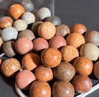 1800s Old Antique Man Made Clay Marbles Multi Colored Marble Toy Game Lot Of 39