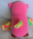 Crocheted Owl Plush Handmade Amigurumi Bird Big Eyes Stuffed Animal Pocket Pink