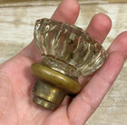 Vtg Glass Door Knob Faceted Crystal Style Brass Antique 1930s Hardware Salvage