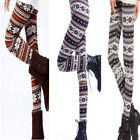 Us Winter Knit Women Warm Snowflake Reindeer Leggings Xmas Fleece Stretch Pants