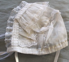 Lovely Vintage Lot Of 8 Baby Or Doll Bonnets Lace Eyelet Sheer Silk