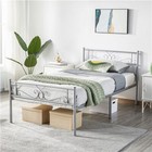 Twin full queen Classic Metal Platform Bed Frame W headboard Footboard Black 