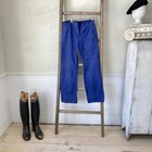 32 Inch Waist Blue Trousers Faded Pants Vintage French Workwear 1970s Work Wear
