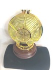 Vintage Industrial Fresnel-style Signal Light Brass-tone Metal   Green Glass