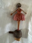 Vtg Italy Made Anri Wood Carved Mechanical Ballerina Red Dress Bottle Stopper