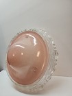 Vintage Art Deco Frosted Pink   Clear Glass 3 Hole Chain Ceiling Light Shade 10 