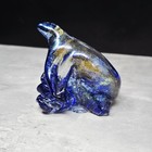 Art Glass Paperweight Seal Ash Signed Myers Alaska Blue Gold Flakes 