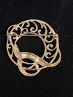 Trifari Vintage Feather Brooch Pin Gold Tone Metal  60 s 70 s  Signed  3-inch