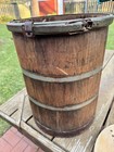 Antique Wooden Staved Steel Banded Barrel Primitive Vintage Rustic Keg