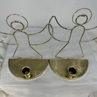 Set Of 2 Home Interiors Gold Metal Angel Candle Holder   Wall Hanging Table Top