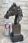 Solid Bronze Milo Horse Head Sculpture Bust Marble Base Art Deco Figurine Statue