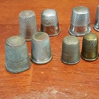 Lot Of 13 Vintage Metal Sewing Thimbles Mixed Antique Steel Brass Collectible