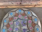 11  Vintage Turkish Floral Hand-painted   Etched Copper Plate Wall Hanging