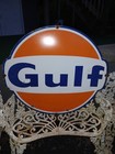 Vintage Large Gulf Dealer Sign Gas Oil Service Station 30  Porcelain Dsp Sign