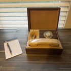 Vintage Deco-tel Rotary Telephone Wood Box Western Electric Beige Works