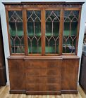Vintage American 20th C Mahogany Separate Panel 4 Curio Door Breakfront Vitrine
