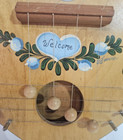 Vintage Wooden Heart Shaped Welcome Door Harp Instrument Botanical Design