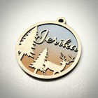 Personalized Custom Name Christmas Tree Ornament Wood Flat Rustic Xmas Ball