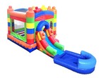 Inflatable Bounce House Commercial Blocks Kids Water Slide With Blower And Pool