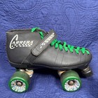 Riedell Carrera Roller Skates Black Green Quad Speed Skates Size 9 Vintage