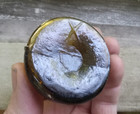 1840s Open Pontil Yellow Olive New England Cone Ink Bottle Emb X Base As Is