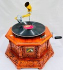 Vintage Replica Gramophone Phonograph Record Player Original Working Wooden