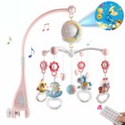 Pink Baby Moblie Crib Toy With 108 Songs Music Box moon Projection For Baby Girl